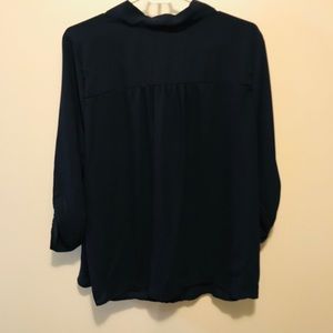 Navy blue pussybow blouse